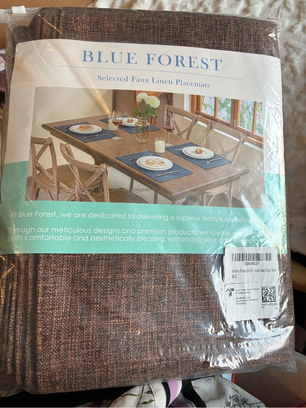 Blue Forest Faux Linen Placemat - Brown